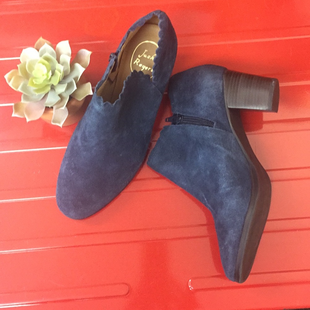 Jack Rogers Blue Suede Booties Size 8.5